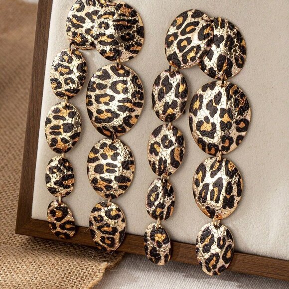 Yellow Gold Sexy Women's Oversized Exaggerated Round Cracked Patchwork Earrings - Picture 14 of 15